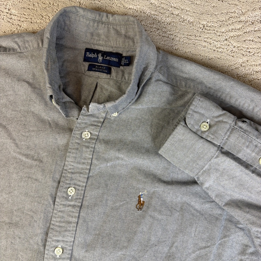 Men's Ralph Lauren Size XL Blake Cotton Long sleeve Button Down Shirt Grey